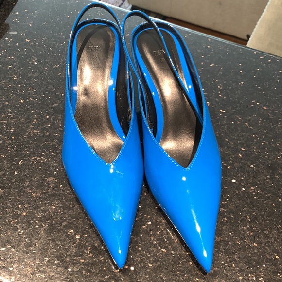 ZARA electric blue wedge slides. Size 38 From Fall 2022. Sold out! Worn 2x. - Picture 2 of 5